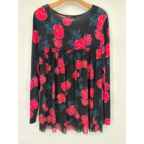 Matilda Jane top tunic womens size medium Long Sleeve winter blooms floral knit - Picture 5 of 7